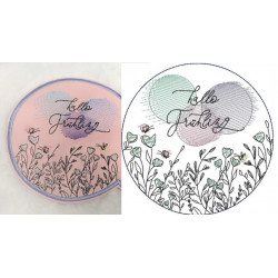 Stickdatei - Blumenwiese Kreis Doodle 1